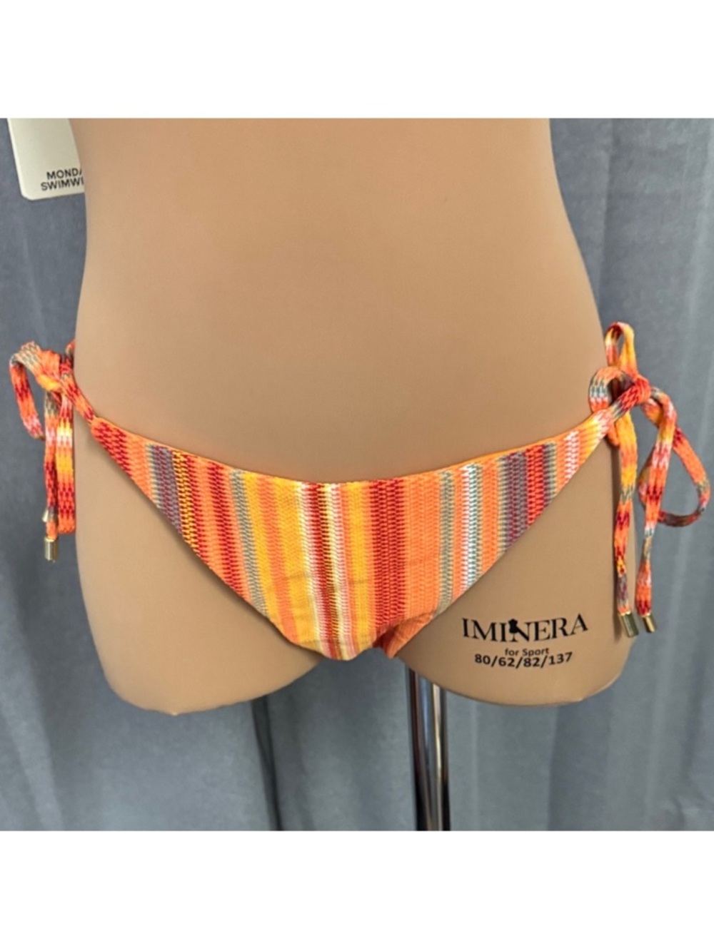Monday Swimwear Orange Multi-Stripe Side-Tie Bikini Bottom